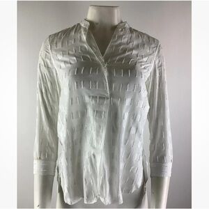 Le Sarte Pettegole Sz 2 US 100% Cotton Textured Popover Top White Casual